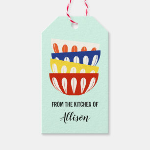 Retro Bowls From the Kitchen Of Tag, Mid Century Gift Tags