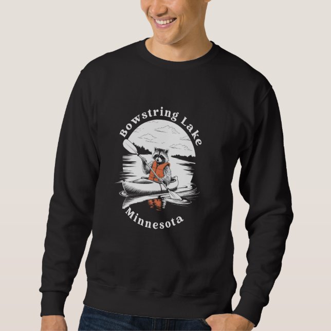 Retro Bowstring Lake Minnesota Cute Kayaking Racco Sweatshirt (Front)