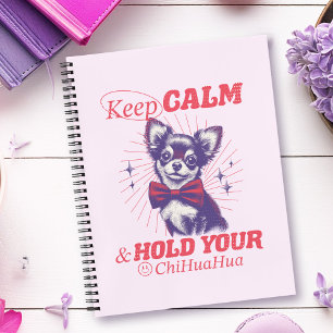 Retro Bowtie Chihuahua Graphic - Keep Calm Quote Notebook