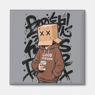 Retro Box-Head Character Streetwear Style Magnet
