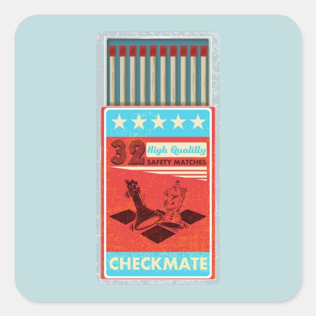 Retro box of matches pop art square sticker (Front)