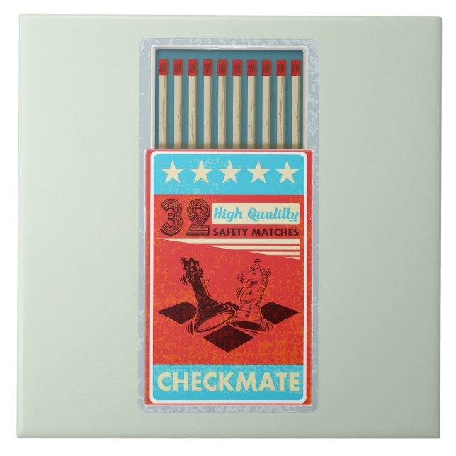 Retro box of matches pop art tile (Front)