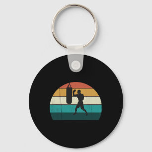 Retro Boxing Boxer Training - Vintage Sunset Heavy Key Ring