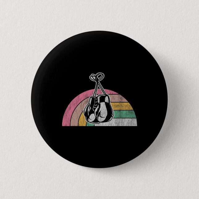 Retro Boxing Gloves Rainbow Vibes  6 Cm Round Badge (Front)