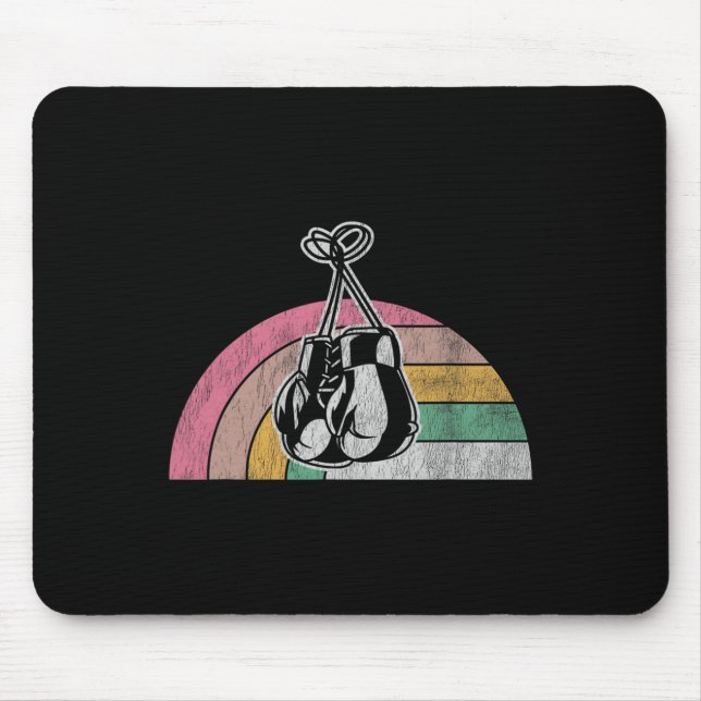 Retro Boxing Gloves Rainbow Vibes  Mouse Mat (Front)