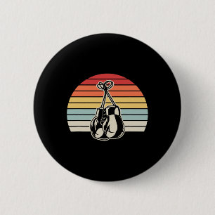 Retro Boxing Gloves Sunset Design 1  6 Cm Round Badge