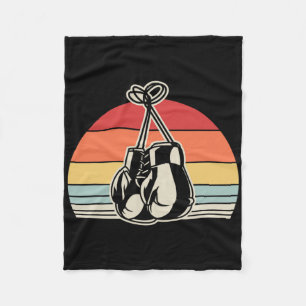 Retro Boxing Gloves Vintage Sunset Design Fleece Blanket