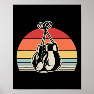 Retro Boxing Gloves Vintage Sunset Design  Poster