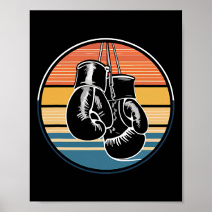Retro Boxing Hanging Gloves Kickboxing Boxing Love Poster