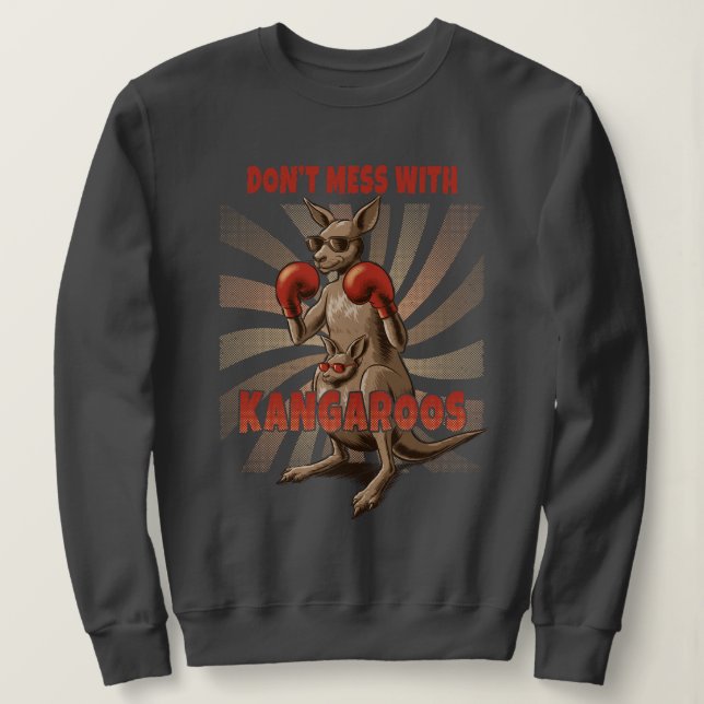 Retro Boxing Kangaroo – Funny Animal  Sweatshirt (Design Front)