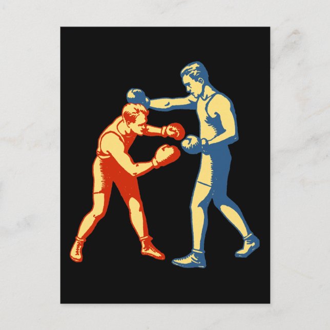 Retro Boxing Men Postcard (Front)