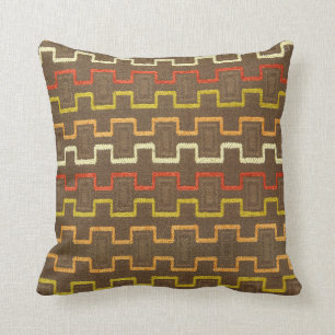 Retro Boxy Pattern 70's Style Throw Pillow