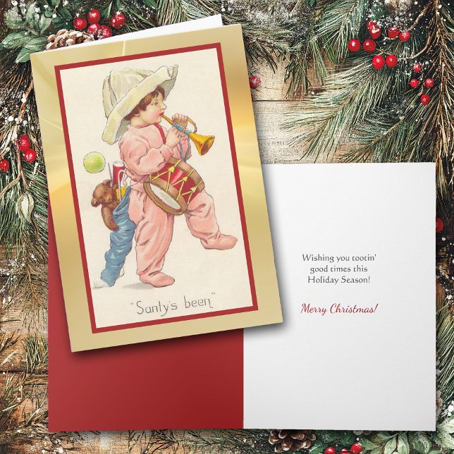 Retro Boy Bugler and Christmas Toys Card (Creator Uploaded)