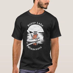 Retro Boyer Lake Minnesota Cute Kayaking Racoon T-Shirt