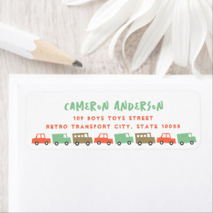 Retro Boys Toys Fun Transport Birthday Address