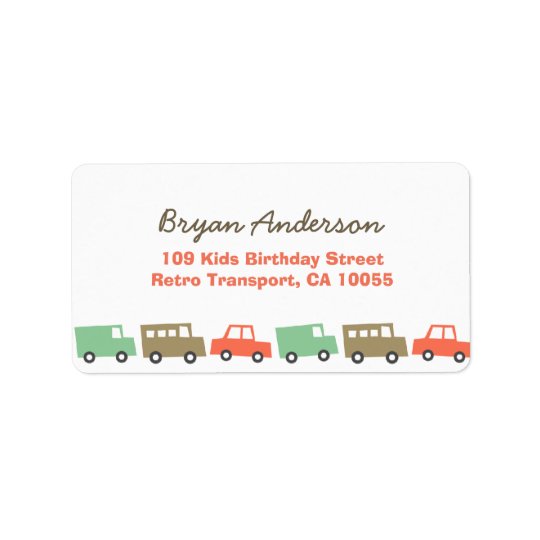 Retro Boys Toys Fun Transport Birthday Address La Address Label