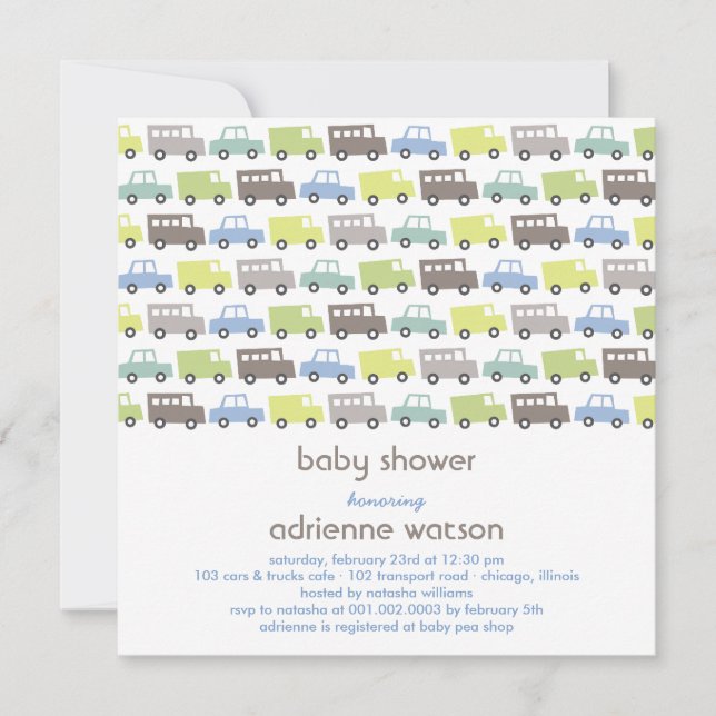 Retro Boys Toys Transport Baby Shower Invitation (Front)