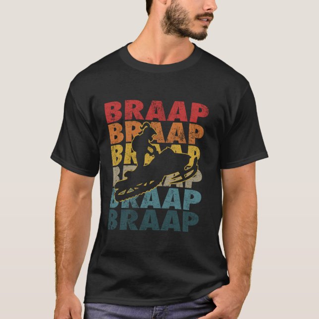Retro Braap Snow Sled Snowmobiling Girls Snowmobil T-Shirt (Front)