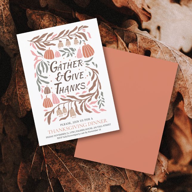 Retro branches and pumpkins fall Thanksgiving Invitation (Creator Uploaded)