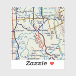 Retro Brandon Vermont Map