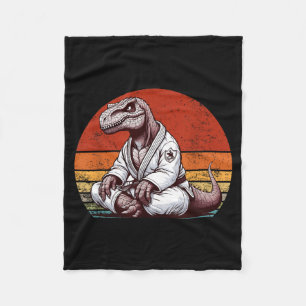 Retro Brazilian Jiu Jitsu Design FunnyT Rex Fleece Blanket
