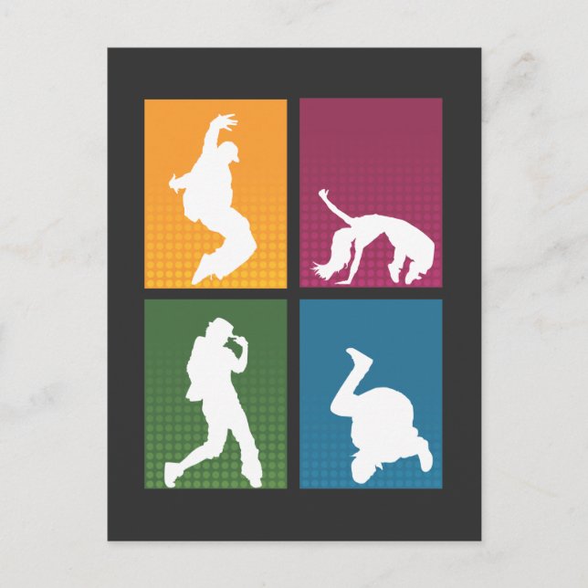 Retro Break Dance Hip Hop Dancer Artist Postcard (Front)