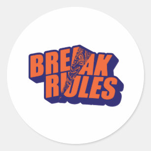 Retro "Break Rules" Motivational Classic Round Sticker