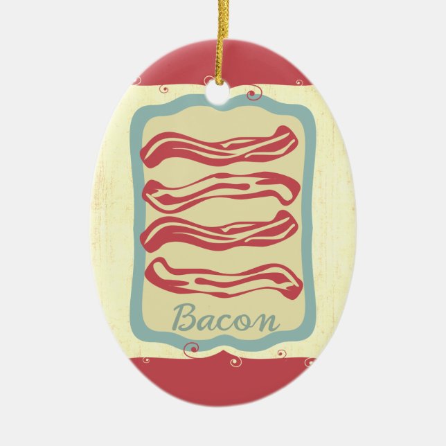 Retro breakfast food icon bacon Christmas ornament (Front)