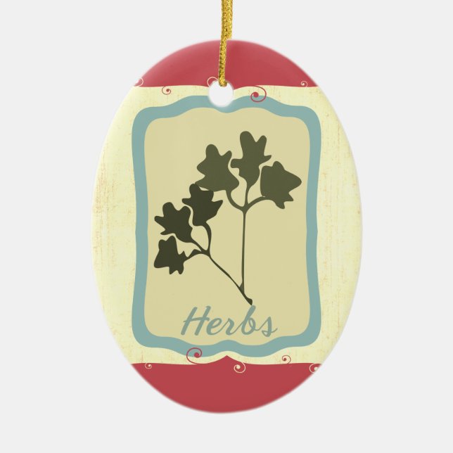 Retro breakfast food icon herbs Christmas ornament (Front)