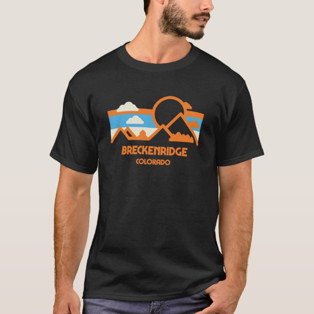 Retro Breckenridge Colorado Mountain Range Sunset T-Shirt (Front)
