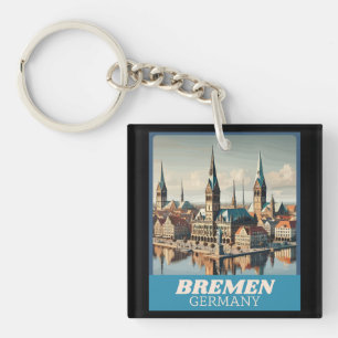 Retro Bremen Skyline Key Ring