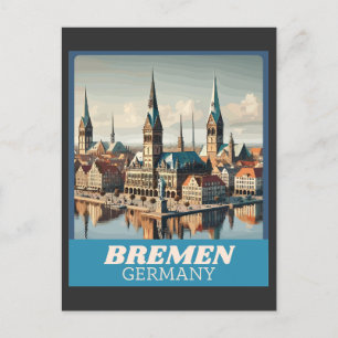 Retro Bremen Skyline  Postcard