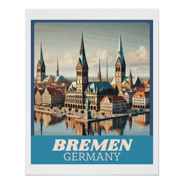 Retro Bremen Skyline  Poster (Front)