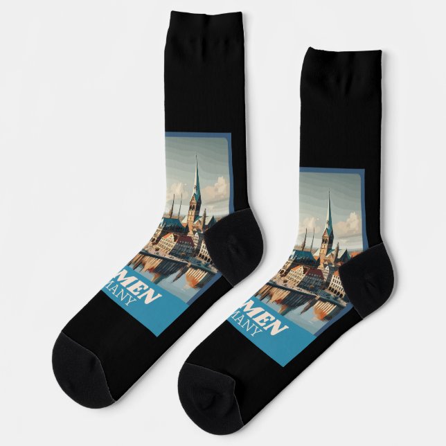 Retro Bremen Skyline  Socks (Left)