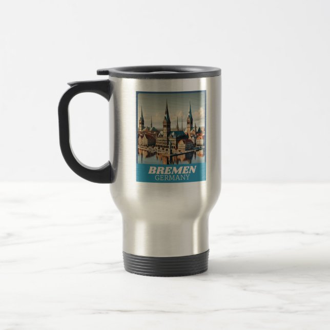 Retro Bremen Skyline  Travel Mug (Left)
