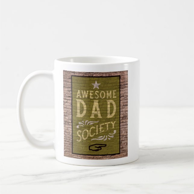 Retro Brick Advertising Awesome Dad Society Mug (Left)