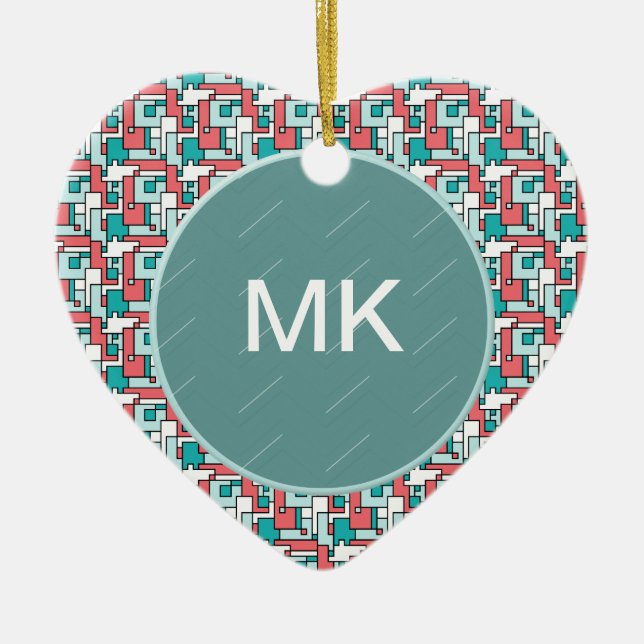 Retro Brick Pattern Ceramic Tree Decoration (Front)