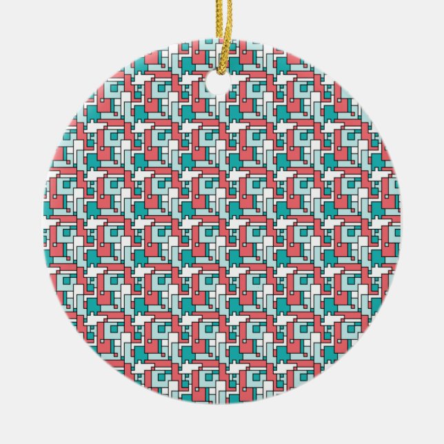 Retro Brick Pattern Ceramic Tree Decoration (Front)