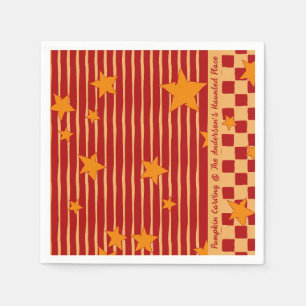 Retro Brick Red Starry Stripe Halloween Party Napkin