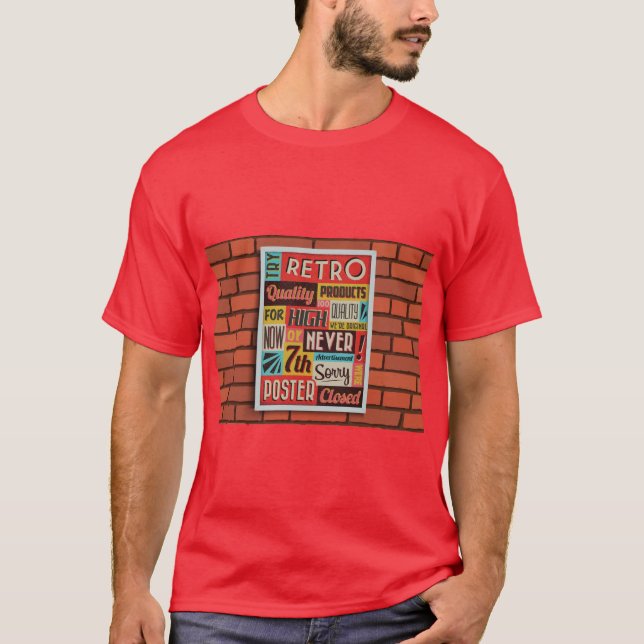 Retro brick wall poster T-Shirt (Front)