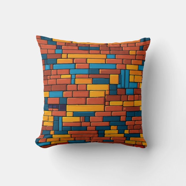 Retro Bricks Nostalgia Design Cushion (Front)