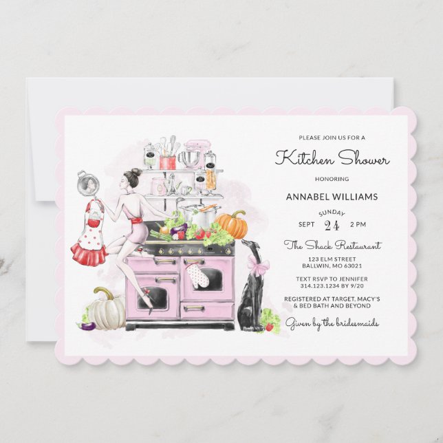 Retro Bridal Kitchen Shower Invitation (Front)
