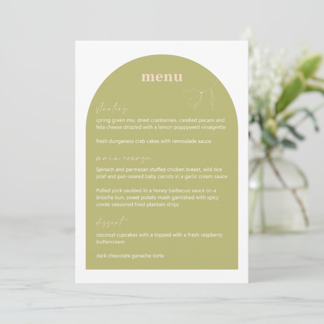 Retro Bridal Shower Food Wedding Dinner Menu A115  Invitation (Standing Front)