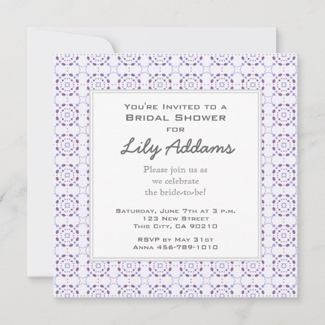 Retro Bridal Shower Invitation - Purple (Front)