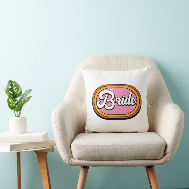 Retro Bride - Retro 70s Bride Typography Cushion (Chair)