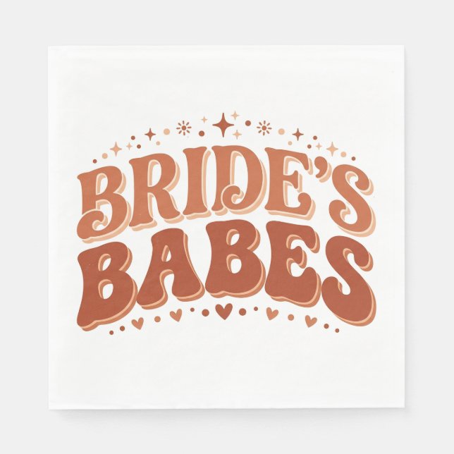 Retro Bride's Babes Terracotta Bachelorette Napkin (Front)