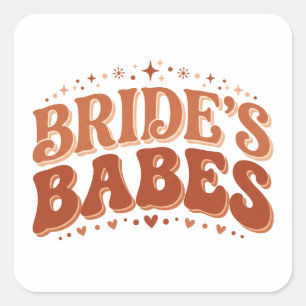 Retro Bride's Babes Terracotta Bachelorette Square Sticker