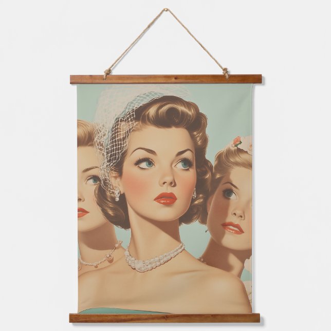 Retro Bridesmaids in Style Hanging Tapestry (Front)