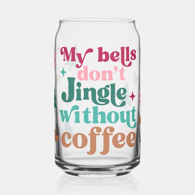 Retro Bright Christmas Iced Coffee Can Glass (Left)