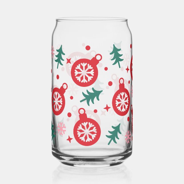 Retro Bright Christmas Ornaments Can Glass (Front)